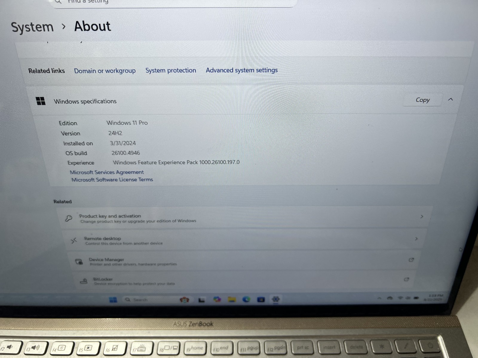 ASUS ZENBOOK UX533F i7-8565U@ 1.80GHz 16GB RAM 512GB SATA SSD WIN-11P