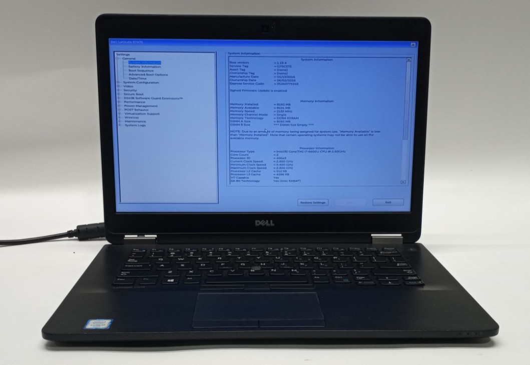 Dell Latitude E7470 14″HD i7-6600U@2.60GHZ 8GB RAM NO HDD/OS NO BATTERY WH712