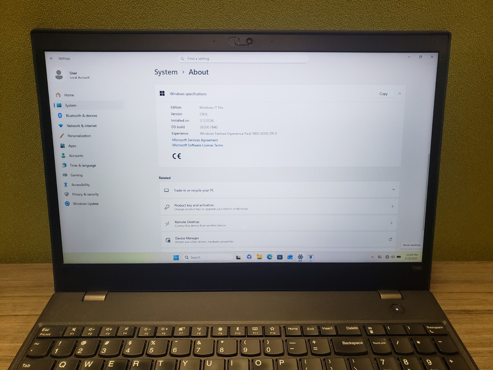 LENOVO THINKPAD T580 LAPTOP i5-8350U 16GB RAM 238GB SSD WIN 11 Pro Wifi – READ