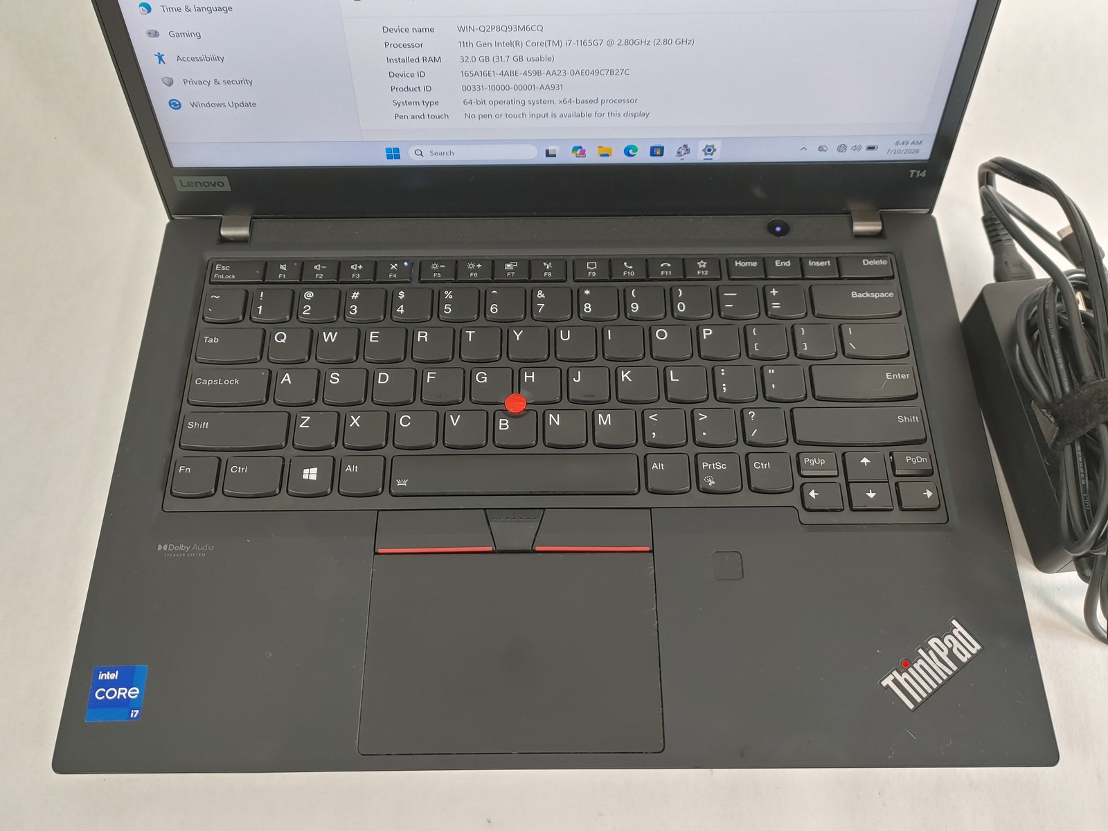 Lenovo ThinkPad T14 Gen 2 Core i7-1165G7 2.80 GHz 32 GB DDR4 512 GB NVMe Windows