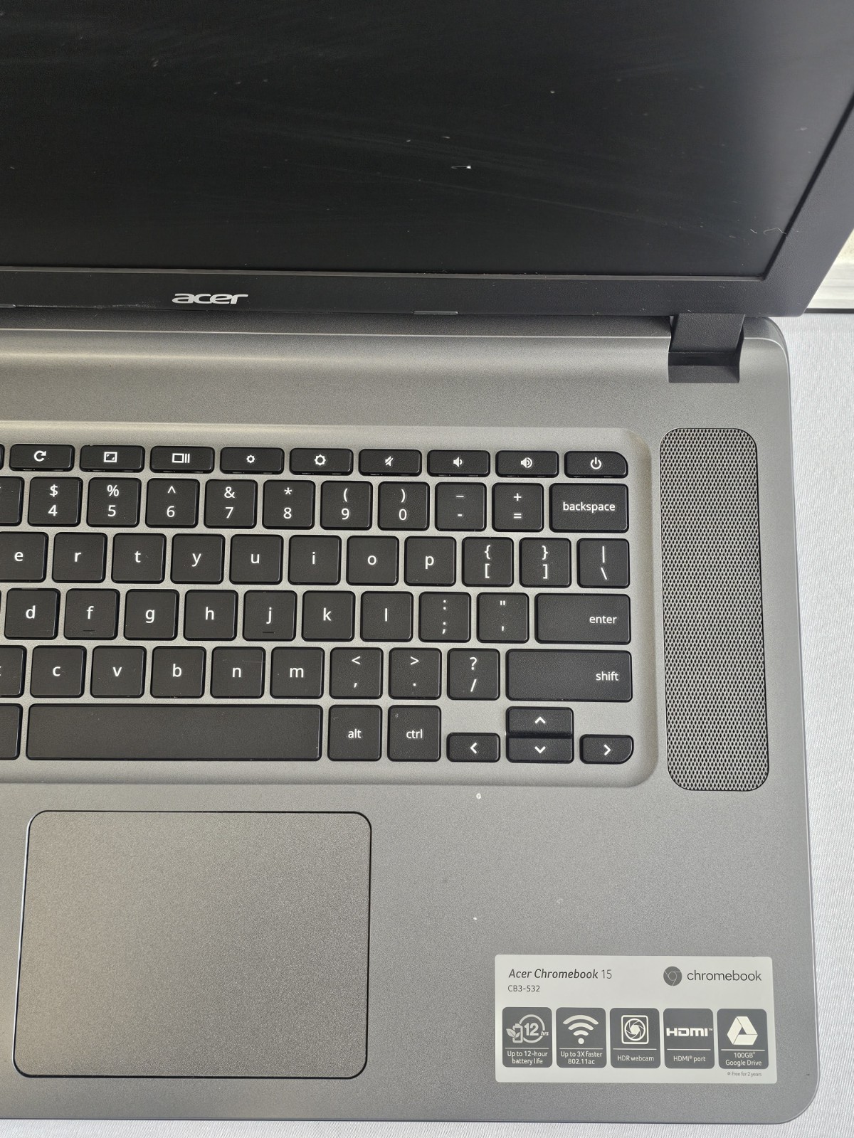 Acer Chromebook 15 CB3-532 Laptop – Intel Celeron N3060 – 2GB RAM BAD BATT READ