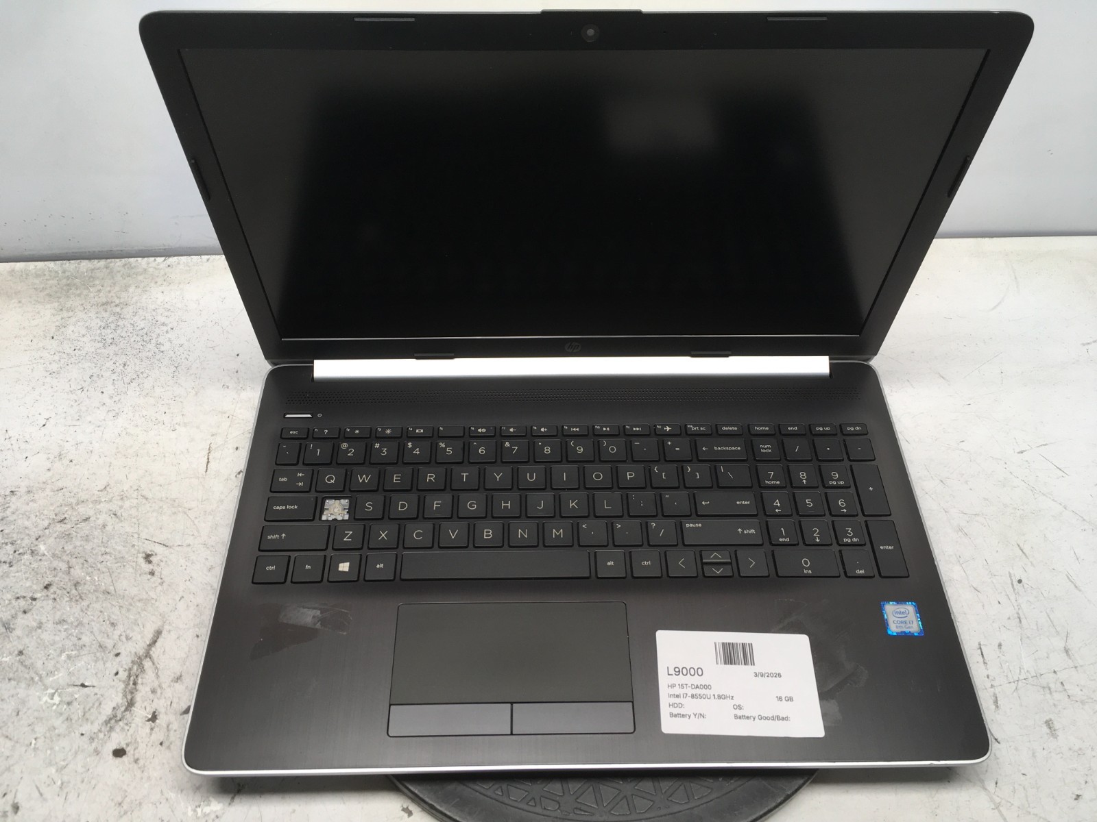 HP 15T-DA000 Intel i7-8550U 1.8GHz 16 GB NO HDD