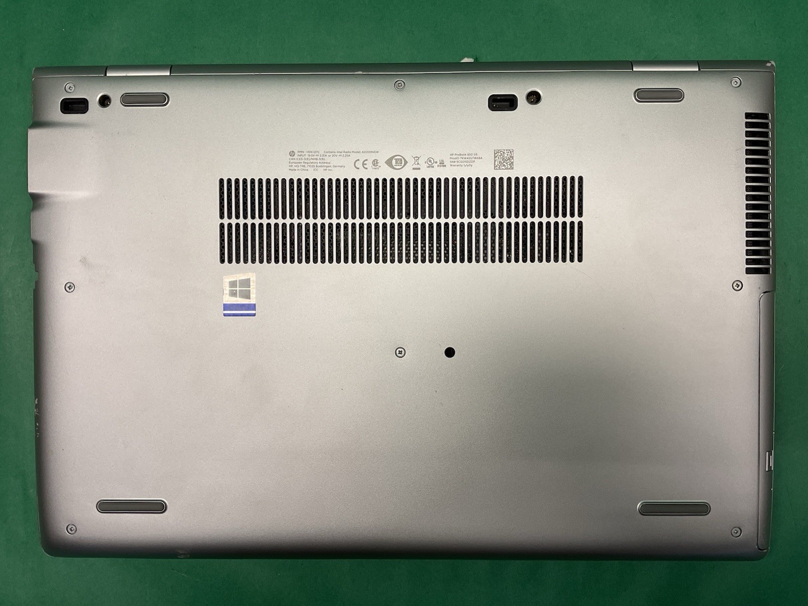 HP Probook 650 G5 – Powers On – NO HARD DRIVE- Untested