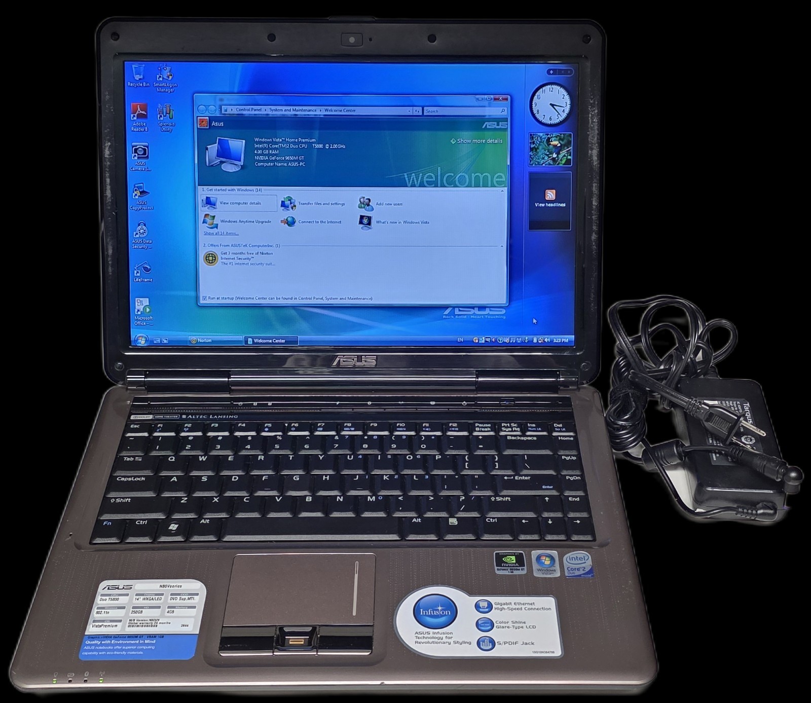Asus N80V Laptop Windows Vista