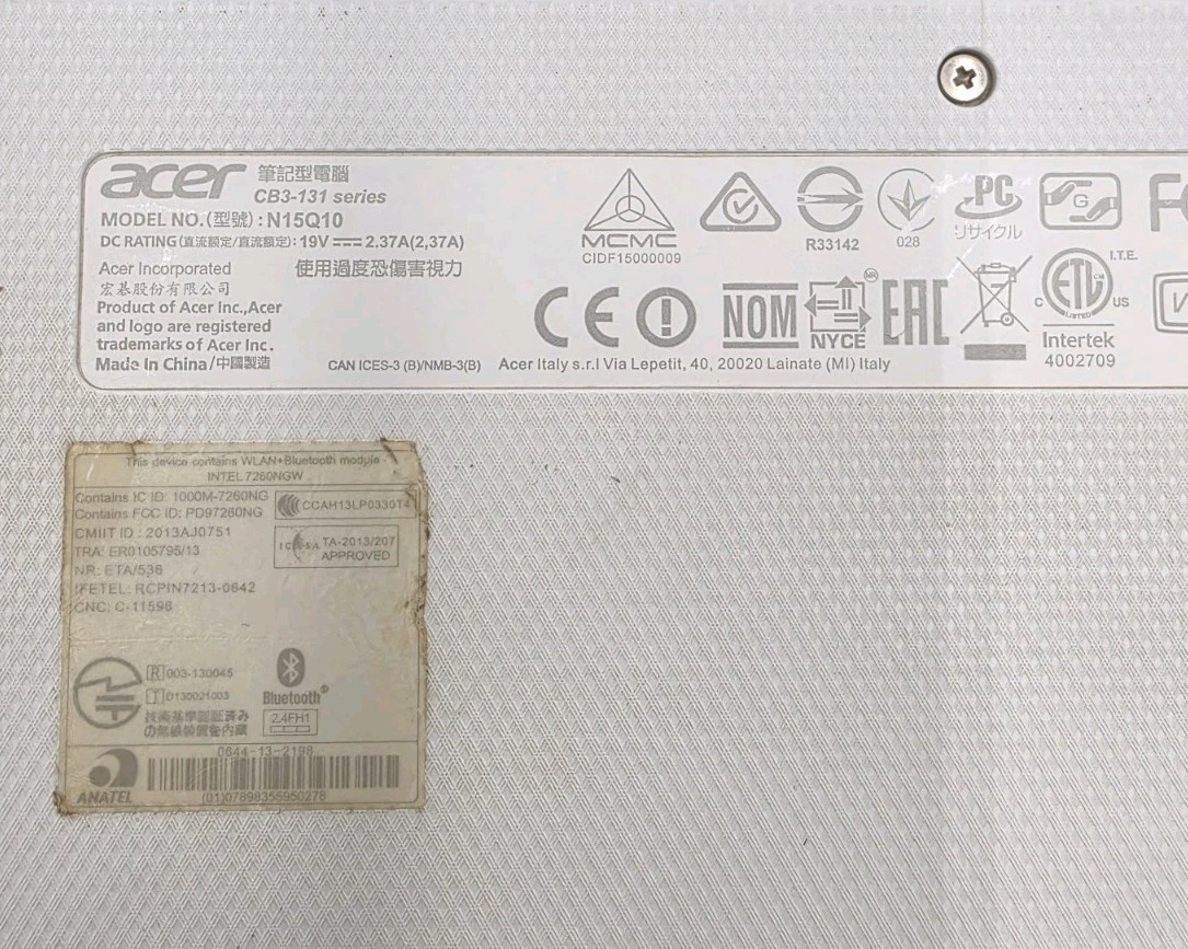 ACER Chromebook 11 CB3-131 N15Q10 Dual Celeron N2840 2.16GHz 11.5″ 16GB SSD 2GB