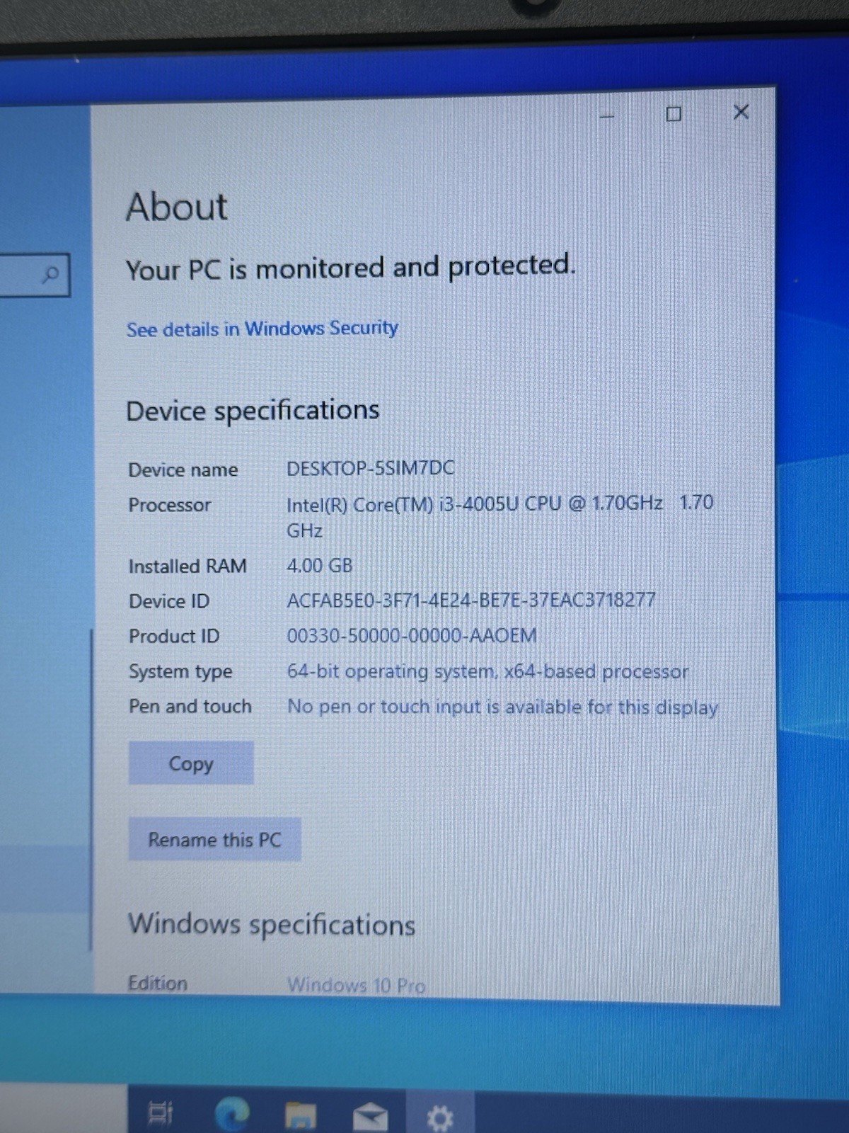 HP 250 G3 Intel Core i3 4005u 1.7GHz 4GB RAM 500GB HDD (NO OS NO POWER SUPPLY)