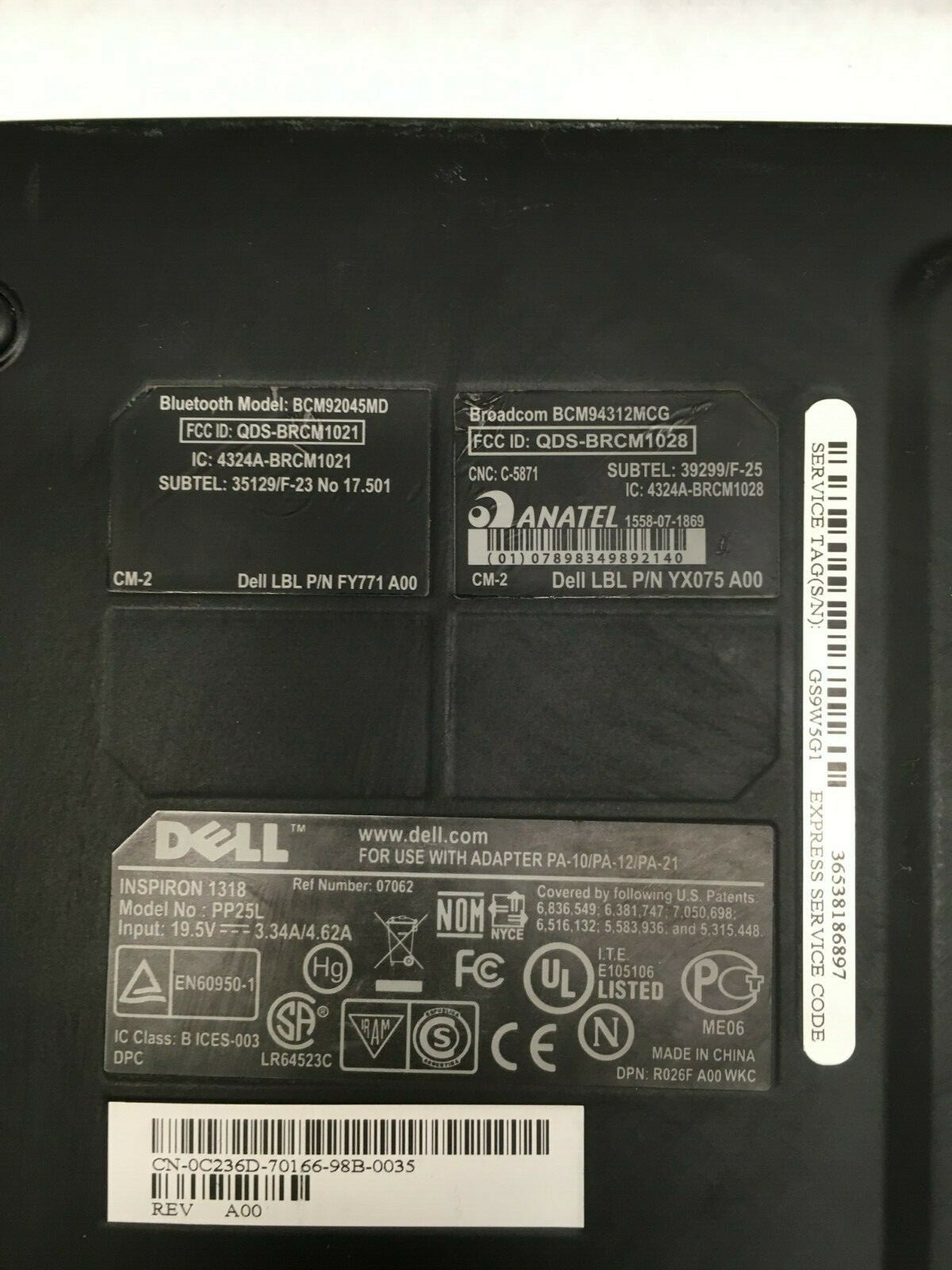 Dell Inspiron 1318 Laptop For Parts/Repair Broken LCD Screen/Hinges NO HDD JR