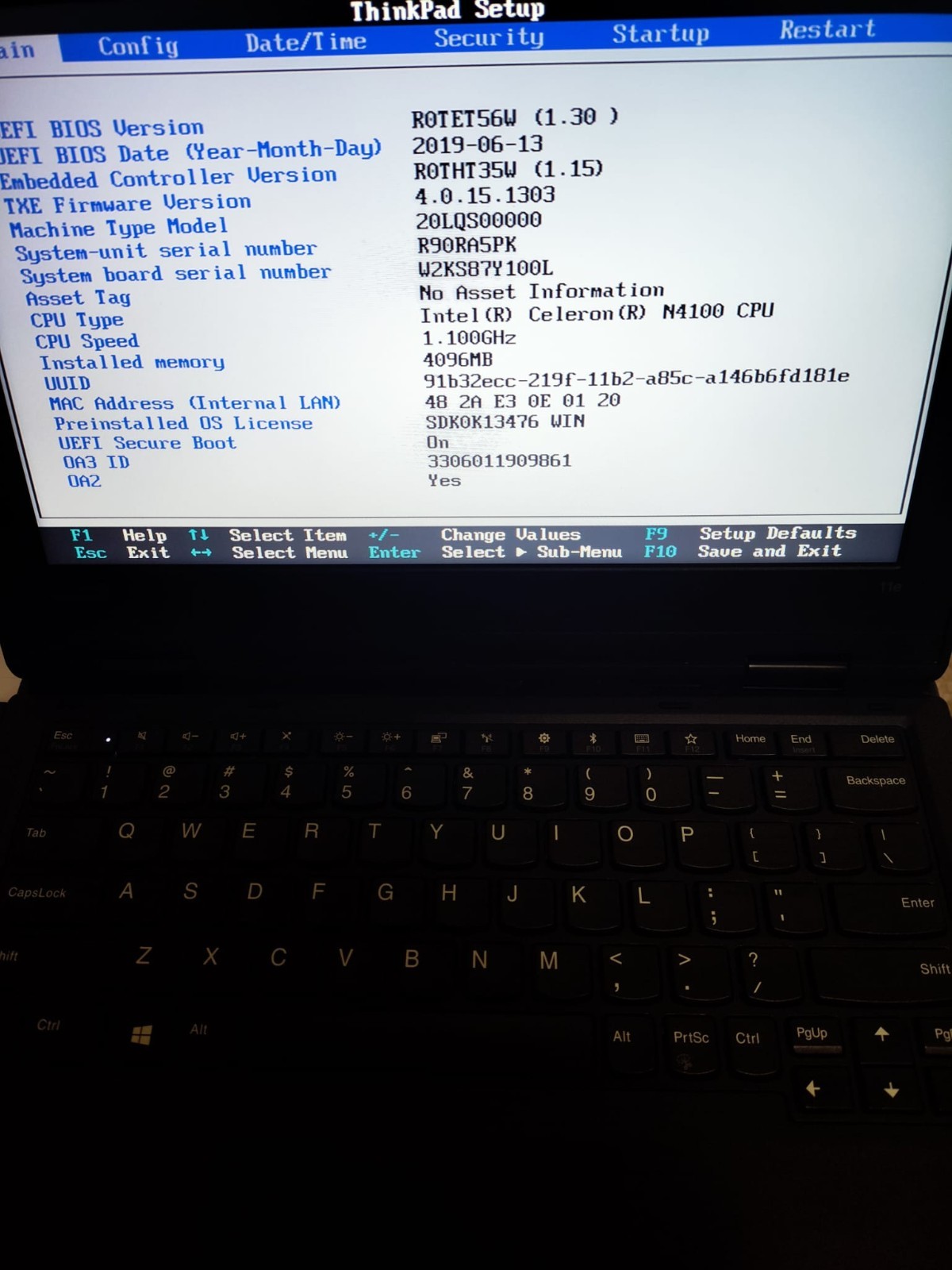 Lenovo ThinkPad 11e Celeron N4100 4GB RAM No SSD Bad Battery BIOS Password
