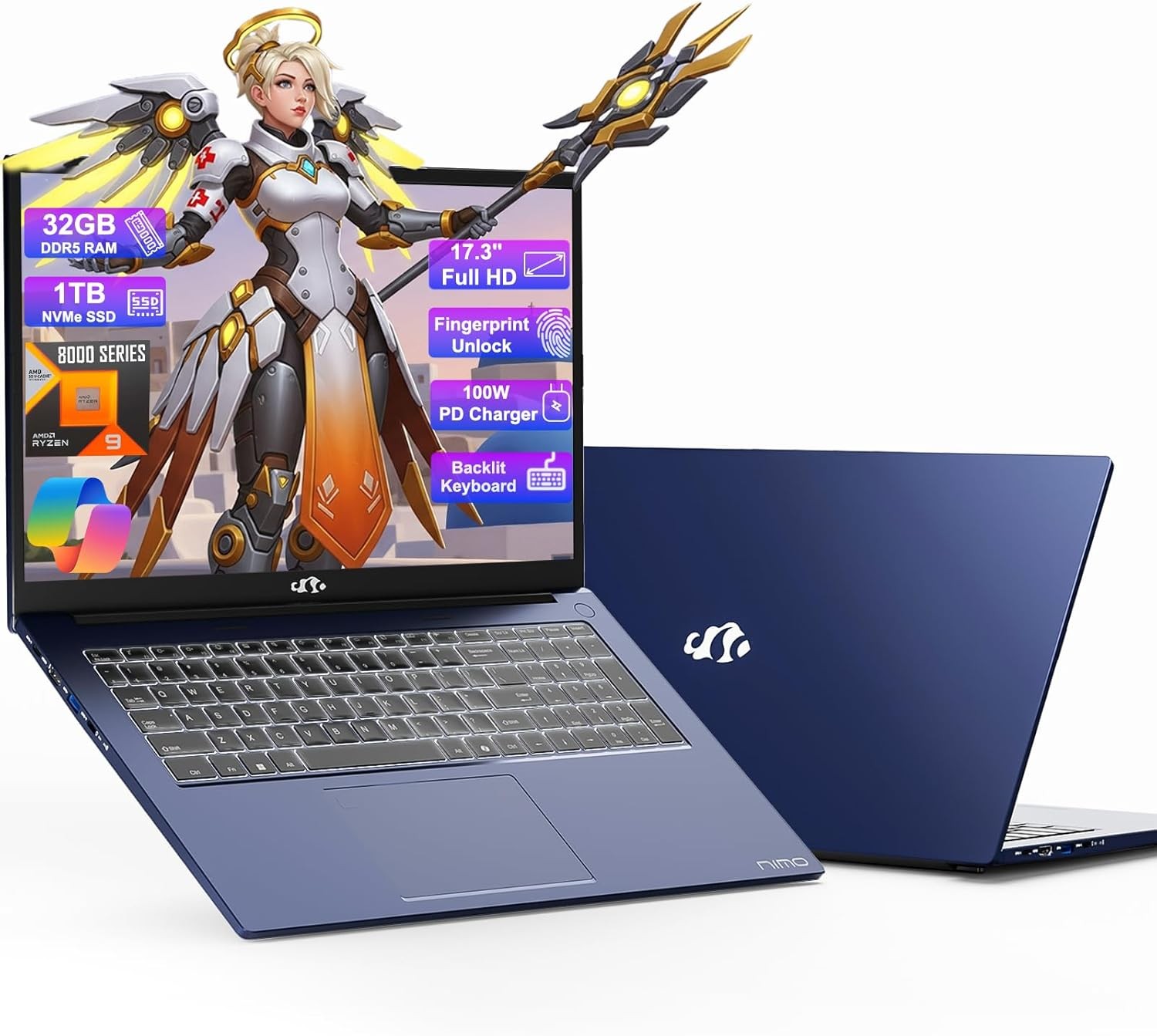NIMO 17.3 Gaming-Laptop Ryzen 9 8945HS 5.2GHz 32GB RAM 1TB SSD Radeon 780M
