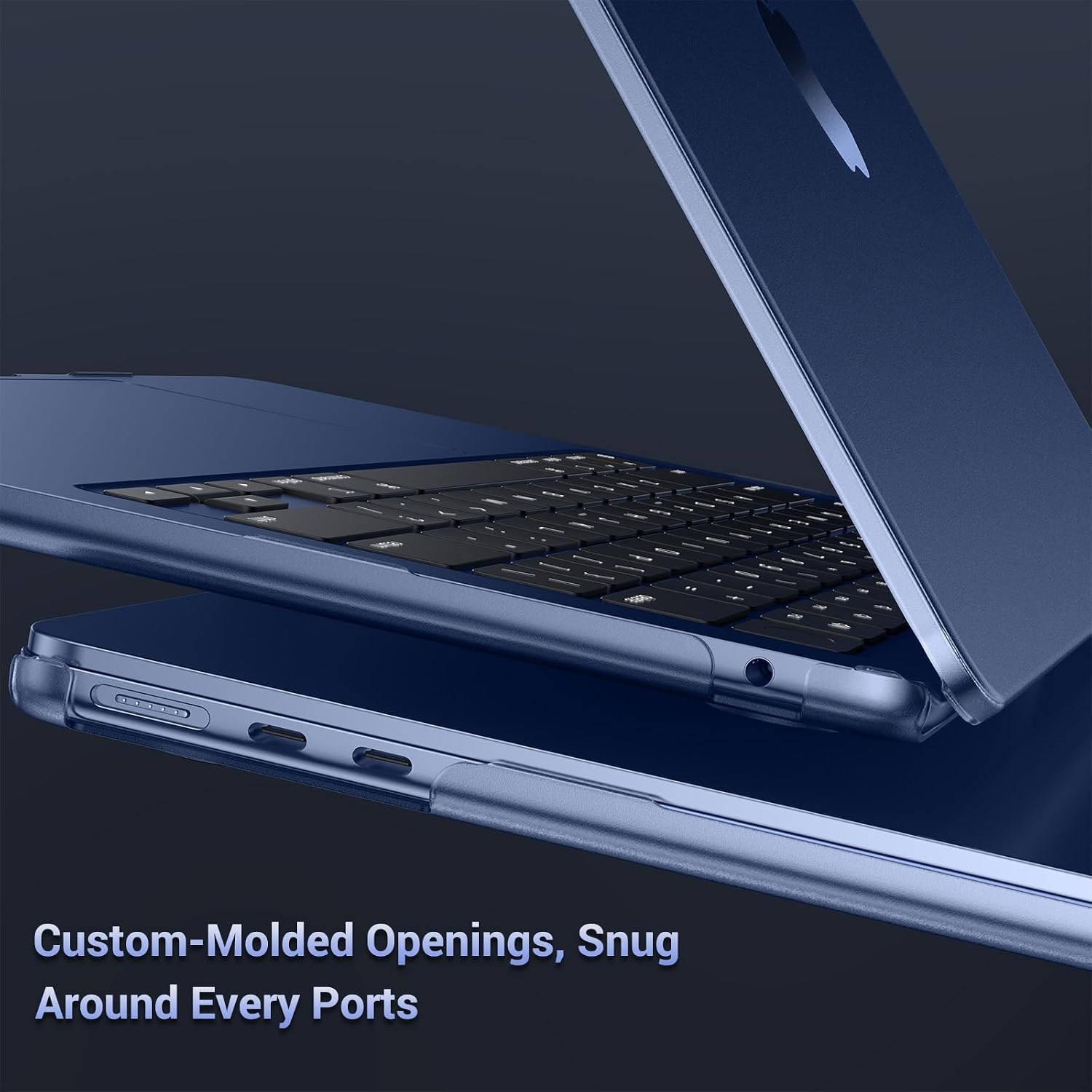 MacBook Air 13.6 Inch Case Kit, 4-in-1 Matte Hard Shell, M5 M4 M3 M2, Midnight C