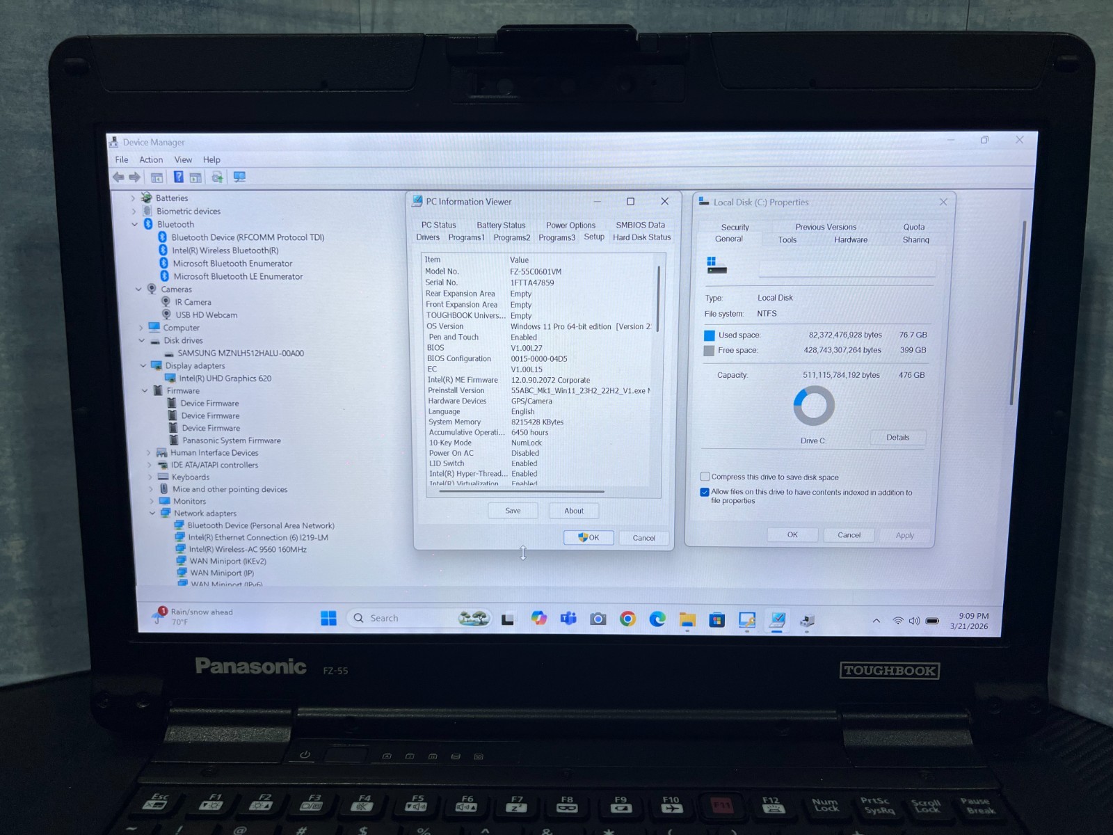 FZ-55C0601VM i5-8365U, 16GB Mem, 512GB SSD OPAL,HDMI, GPS,Touch, Win11 Pro 25H2