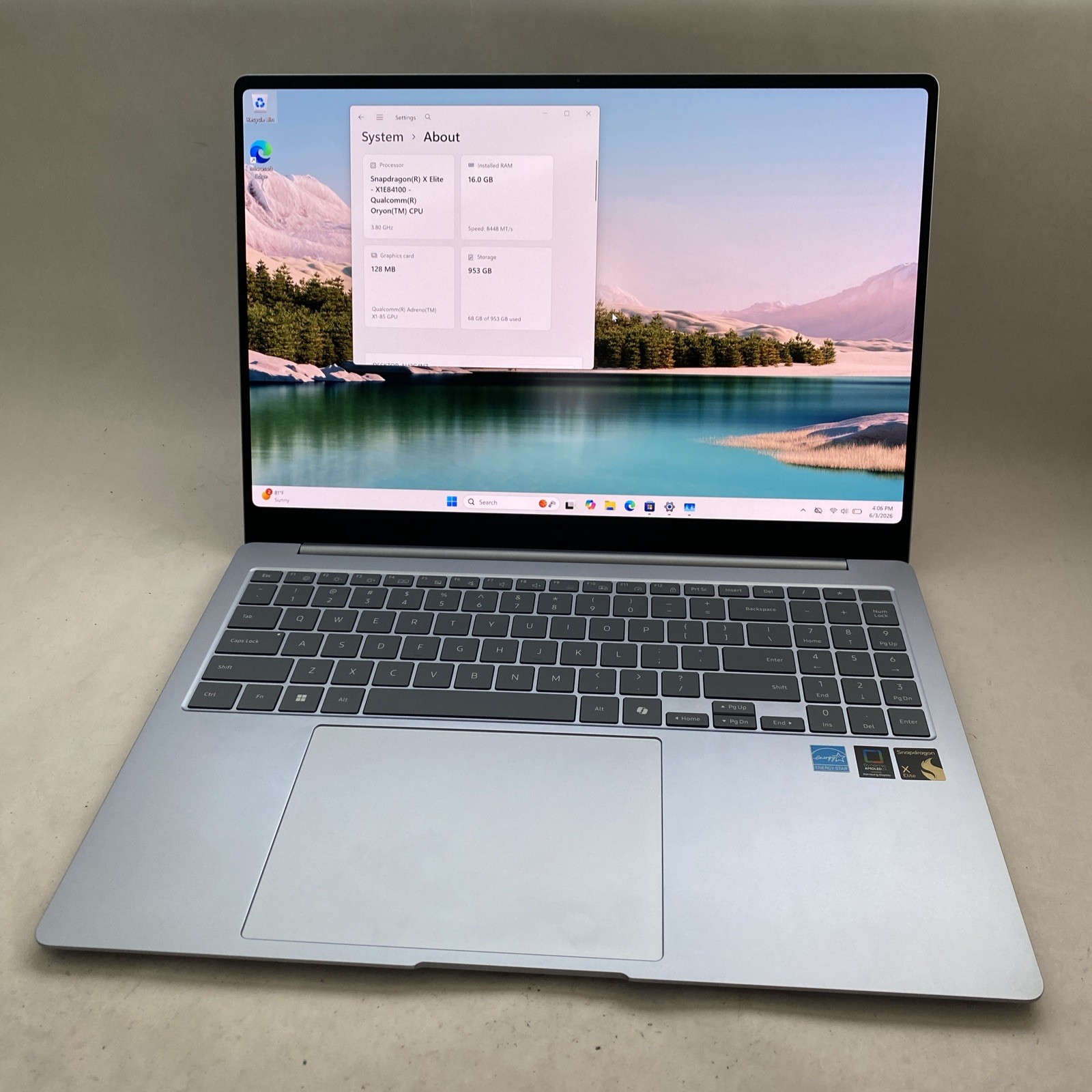 Samsung Galaxy Book4 Edge NP960XMA 16″ Snapdragon X Elite 3.8GHz 16GB RAM 1TB