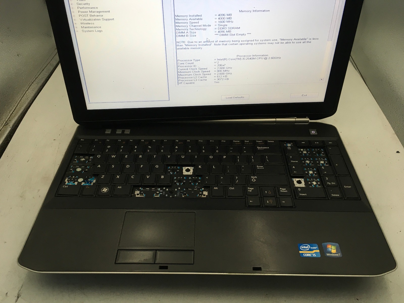 DELL LATITUDE E5520 – BOOTS TO BIOS – INTEL I5 2540M – NO RAM – NO OS -READ- BB