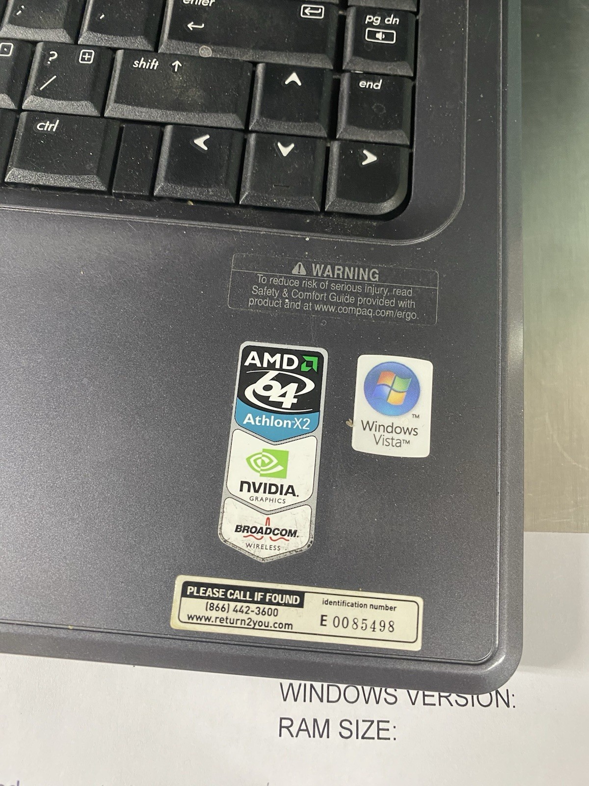 Compaq Presario F700 Laptop AMD Athlon 1GB RAM 160GB HDD Windows Vista Home x32