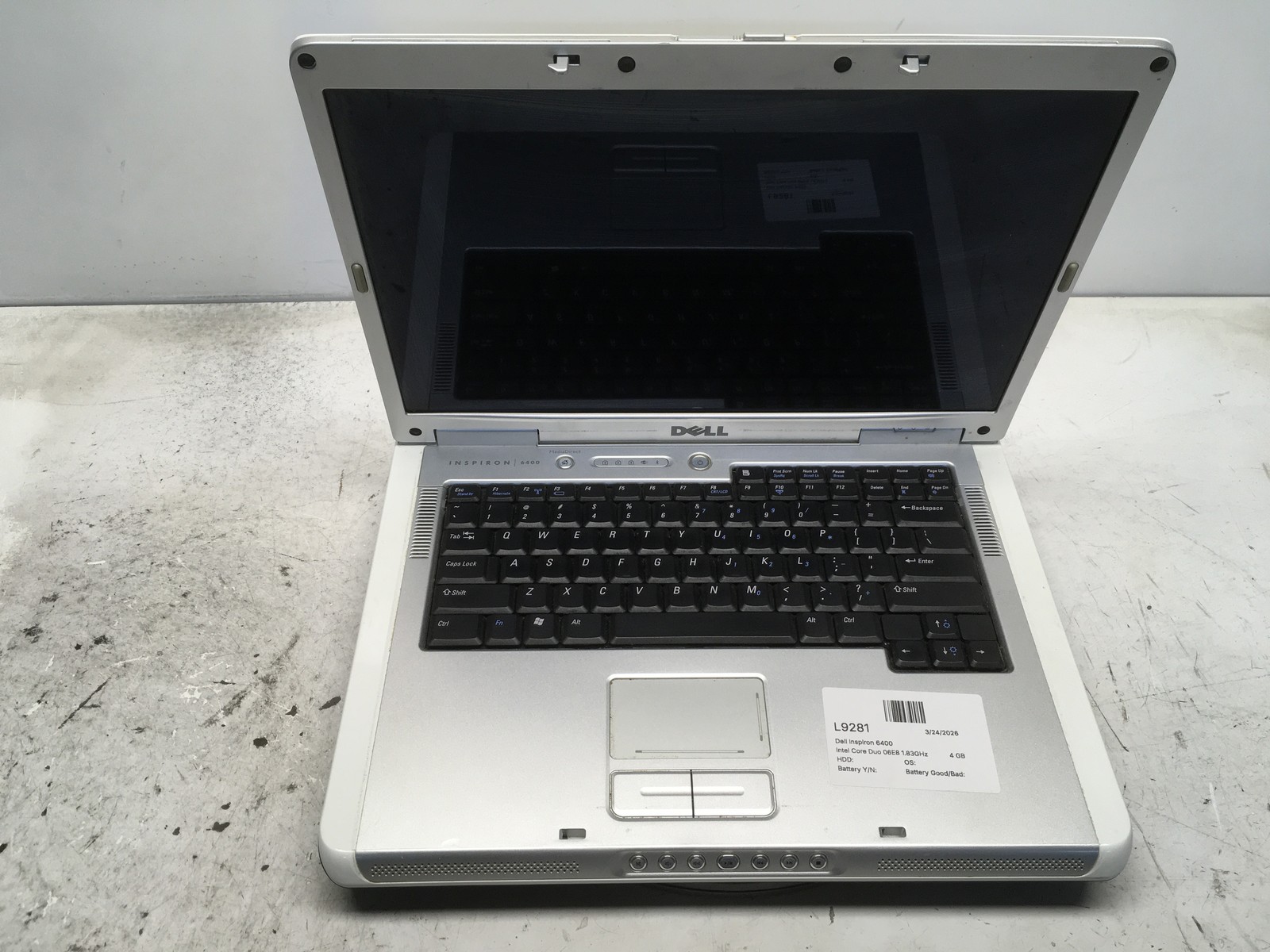Dell Inspiron 6400 Intel Core Duo 06E8 1.83GHz 4 GB NO HDD No Batt