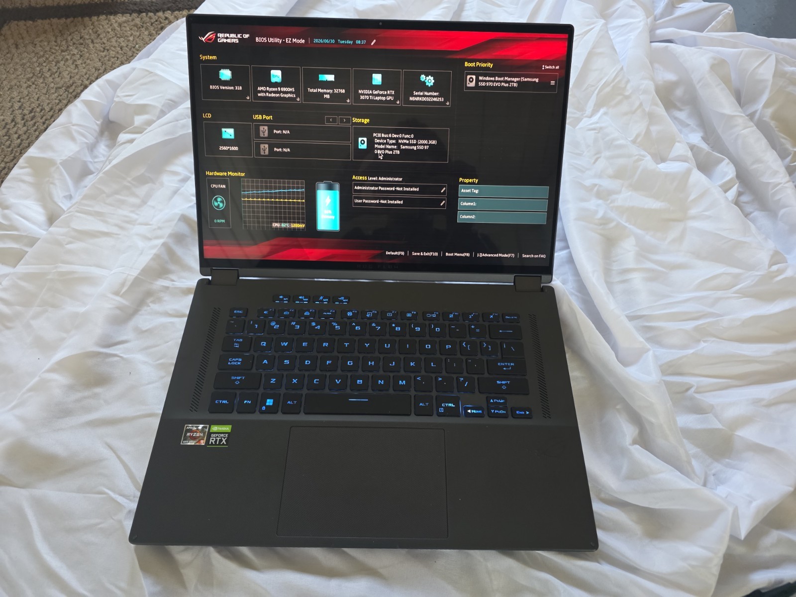 ASUS ROG Flow X16 (2022) GV601RW | Ryzen 9 6900HS | RTX 3070 Ti | 32GB RAM | 2TB