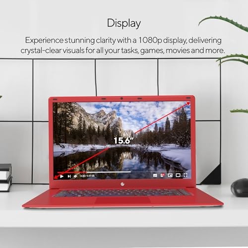 15.6″ Full HD Intel 4GB RAM 64GB SSD Laptop with Windows 11 – Red