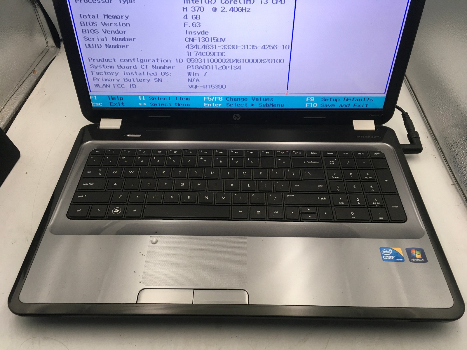 HP 2000 329WM NOTEBOOK – BOOTS TO BIOS – AMD E 350 – NO RAM – RREAD DESCRIP – BB