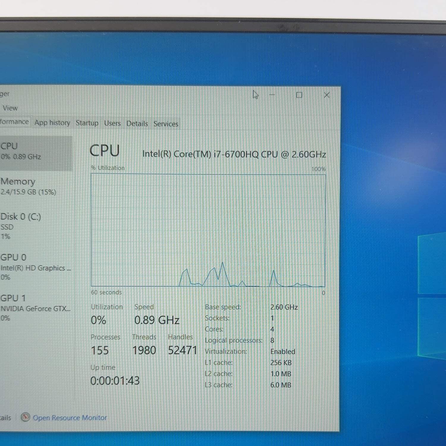 Dell xps 15 9950 15.6″ i7-6700HQ 2.6GHz 16GB RAM 512GB SSD