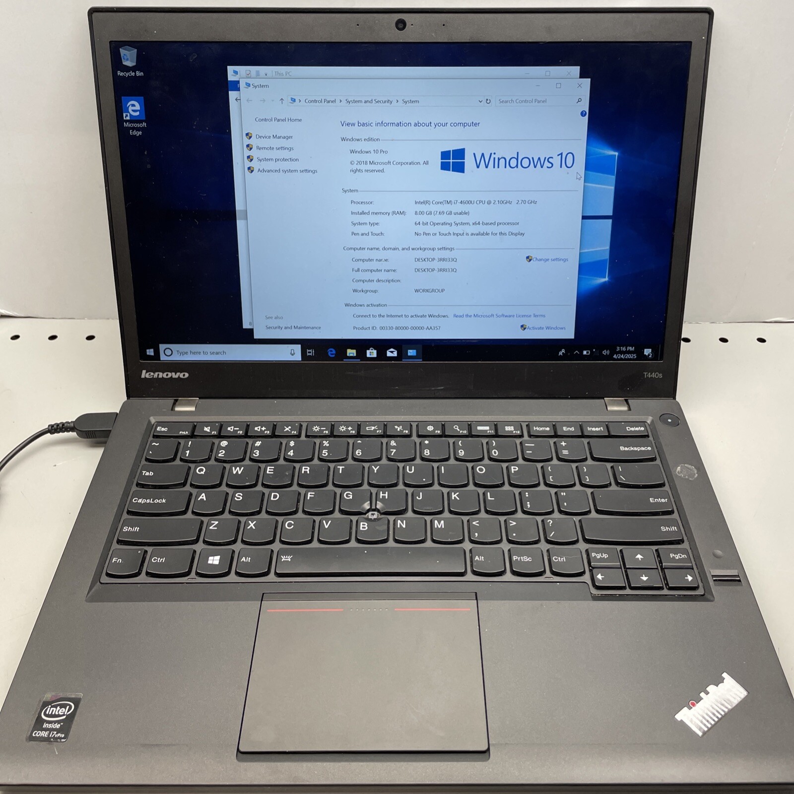 Lenovo ThinkPad T440s 14″ Intel Core i7-4600U 12GB RAM 256GB SSD Win 10 Pro