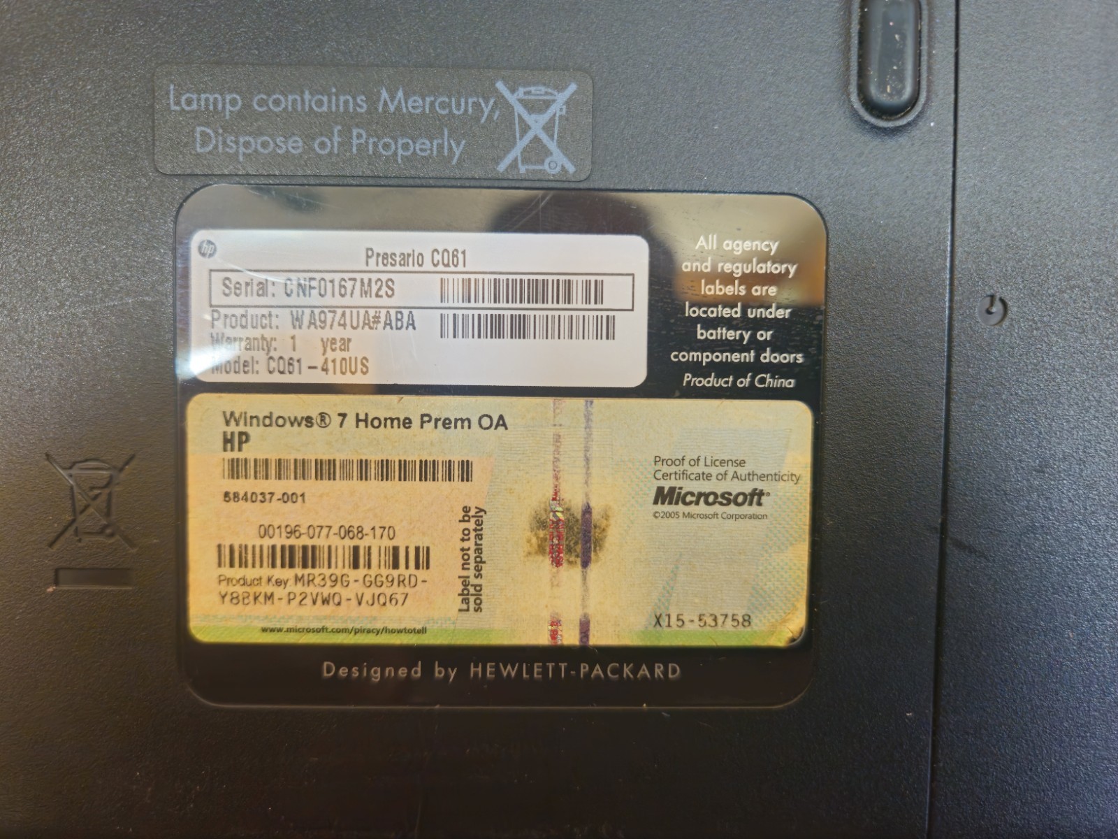 HP Compaq Presario CQ61 AMD Athlon II Dual-Core 4GB Ram 2.0GB HDD W7HomeP