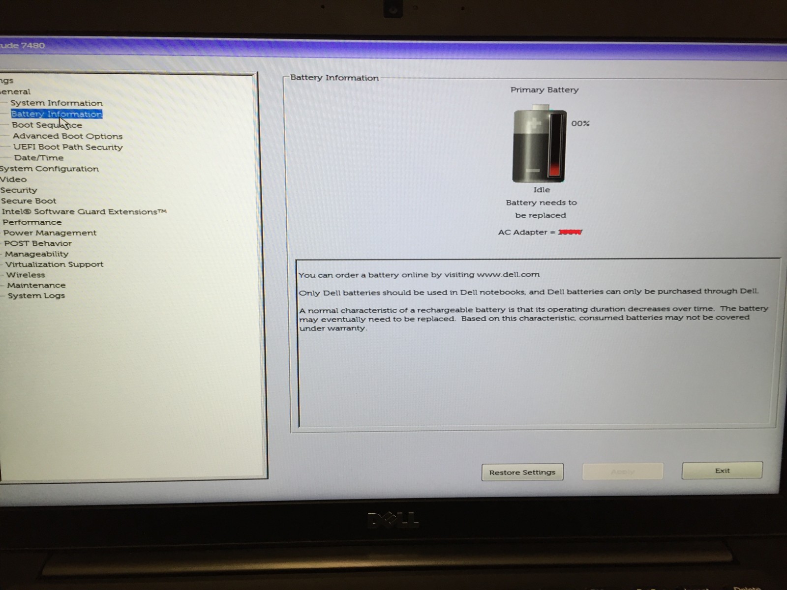 Dell Latitude 7480 14″ FHD Intel Core i5-7300U 1x16GB DDR4- NO SSD/AC/Battery