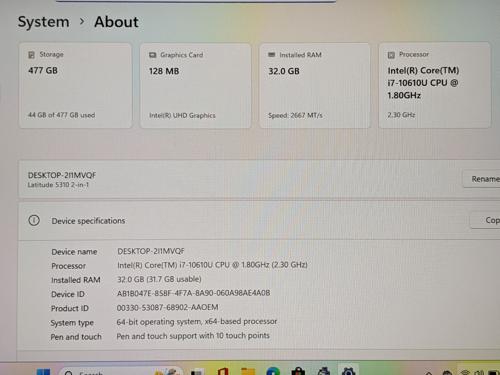 Dell Latitude 5310 2n1 13.3″ FHD TOUCH i7-10 vPRO 1.8GHz 32GB 512GB SSD W11P +PA