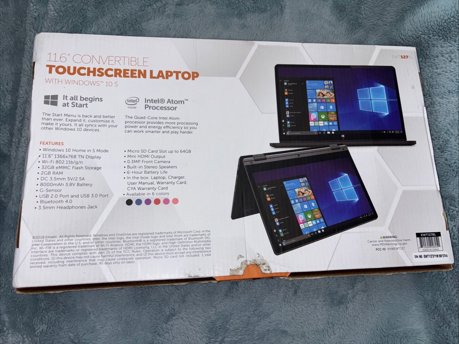 Ematic 11.6″ Touchscreen Laptop 2GB RAM 32GB Storage EWT127BU
