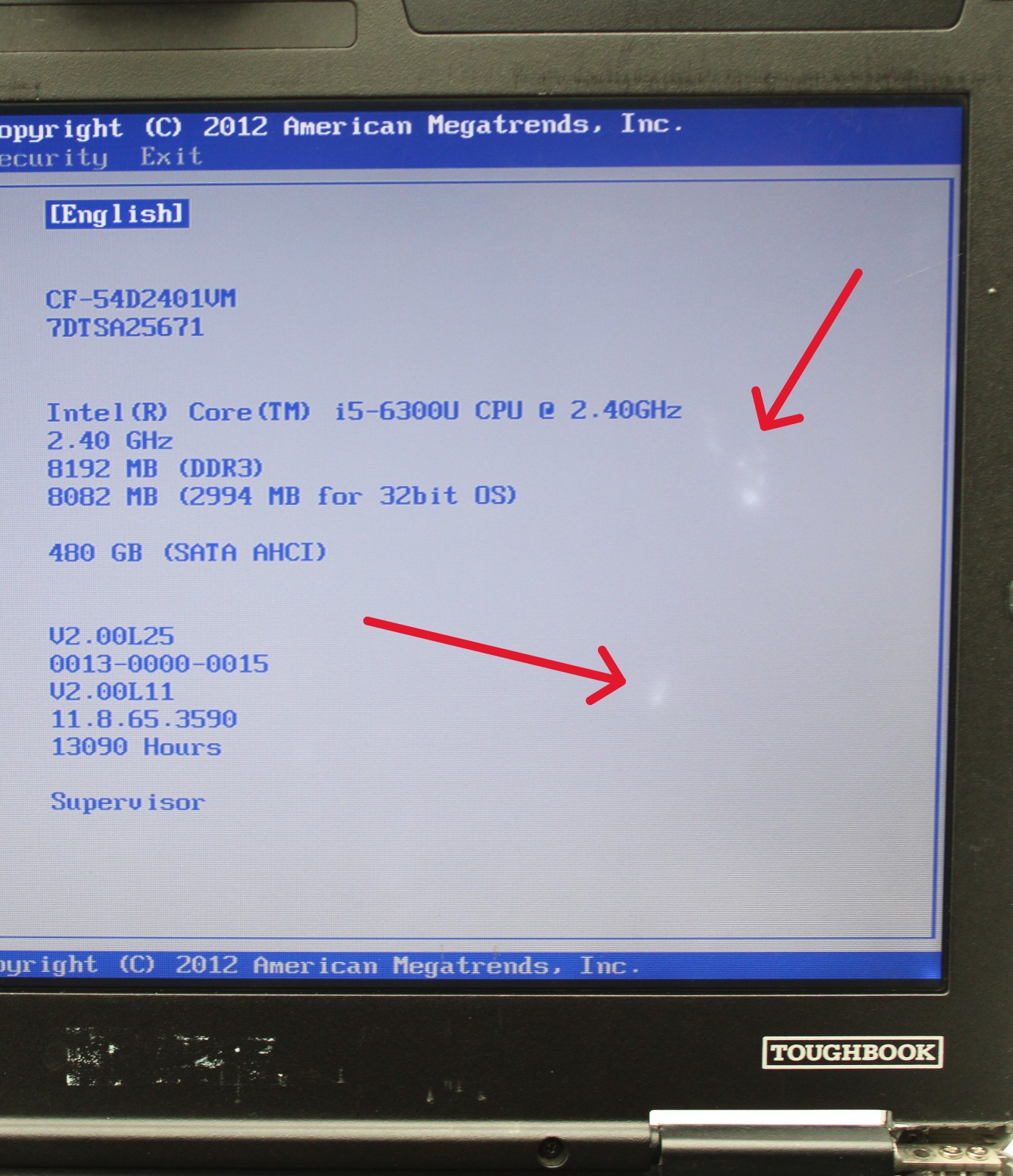 Panasonic ToughBook CF-54 MK2 _ i5-6300U _ 8GB / 480GB _ No OS / Batt