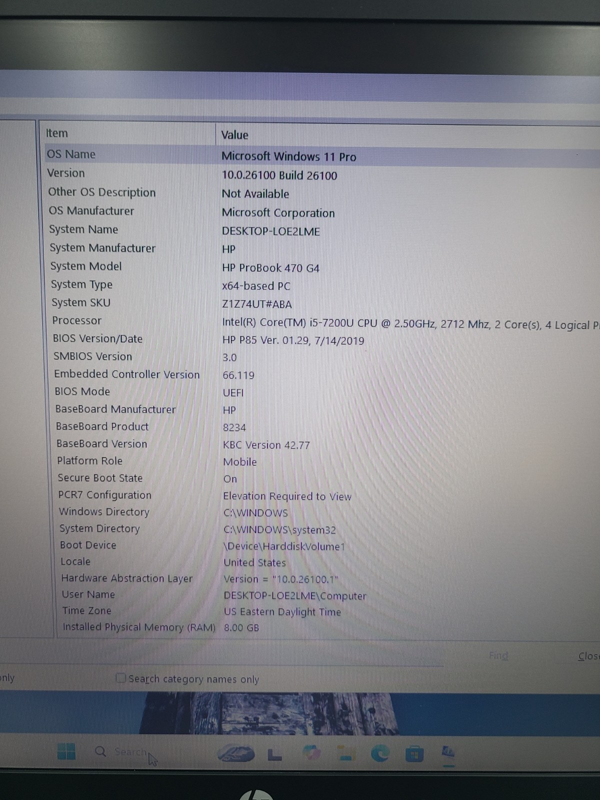 HP ProBook 470 G4 i5-7200U 2.50GHz 8GB Ram 500GB HDD Win 11 Pro