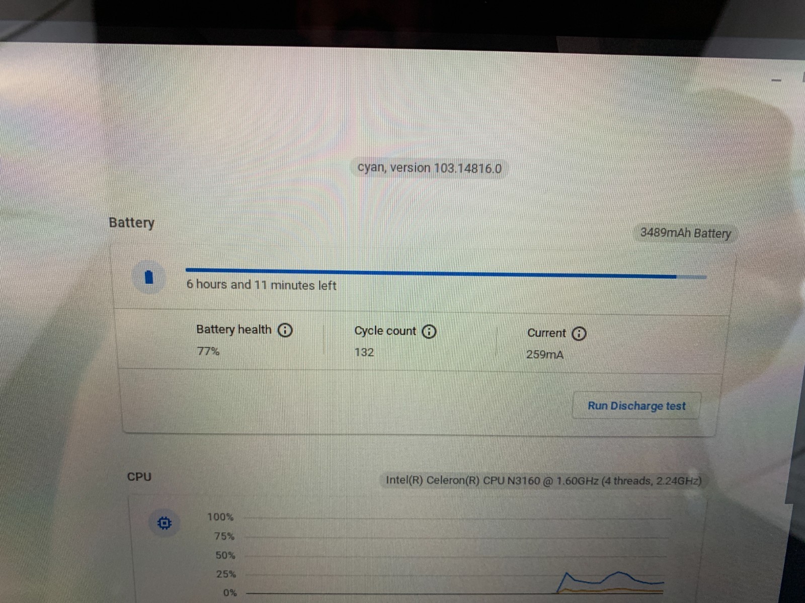 Acer CB5-132T Chromebook, Intel Celeron N3160 1.6GHz, 4GB RAM, 77% Battery