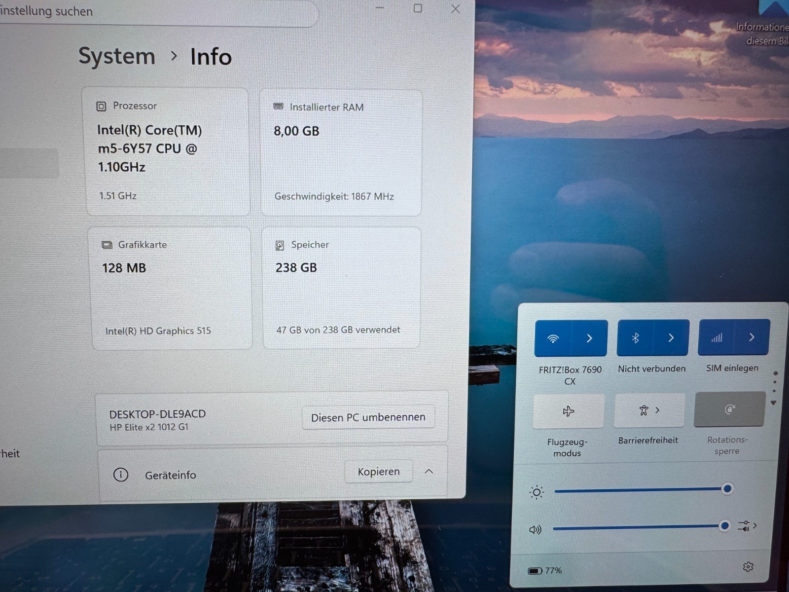 HP Elite X2 1012 G1 2-in-1 m5-6Y57 1.1GHz 8GB 256GB 12″ FHD Win 11 Pro SL LTE NB
