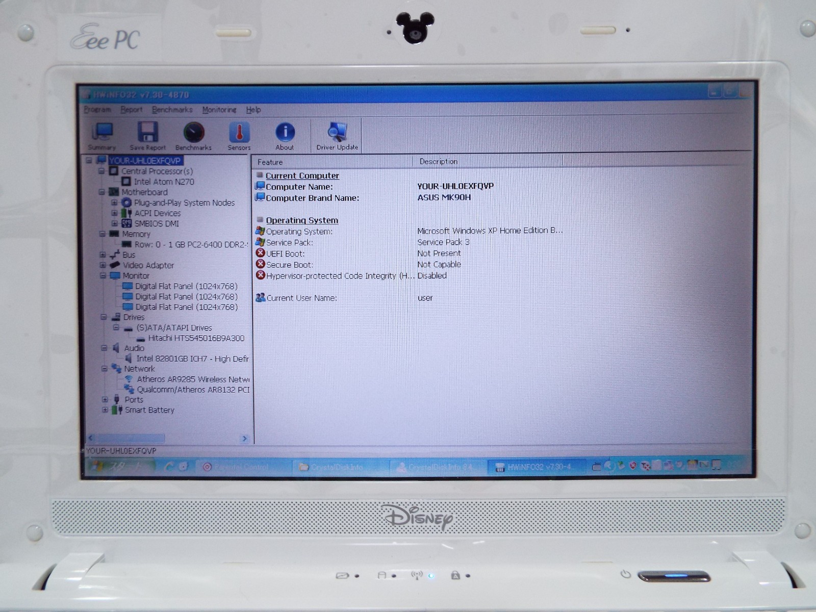 ASUS 8.9″ Disney notebook laptop computer Eee PC MK90H in Princess Pink with box