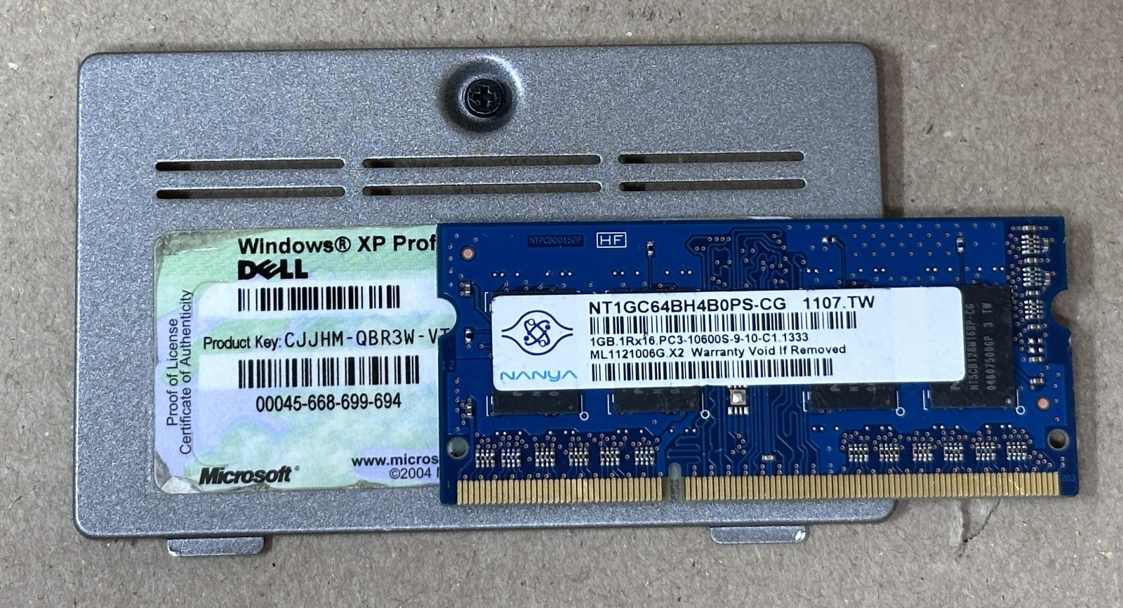 Latitude D620 memory cover with XP COA and UNTESTED laptop RAM #2