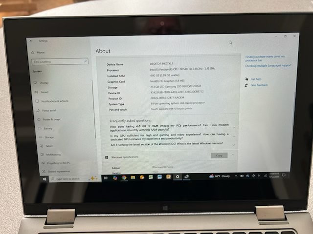 Dell Inspiron 11 3157 Intel Pentium N3530 2.16GHz, 4GB RAM, 250GB SSD, WIN 10