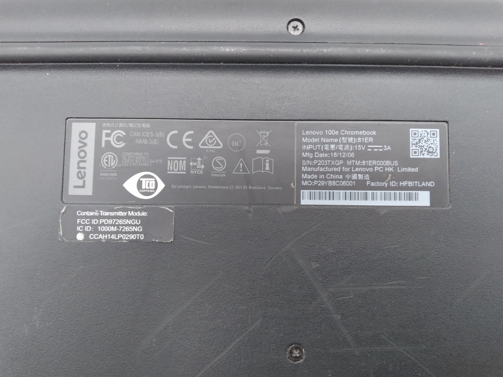 Lenovo Chromebook 100e 81ER 11.6″ Celeron N3350 1.10 GHz 4 GB RAM 16 GB SSD