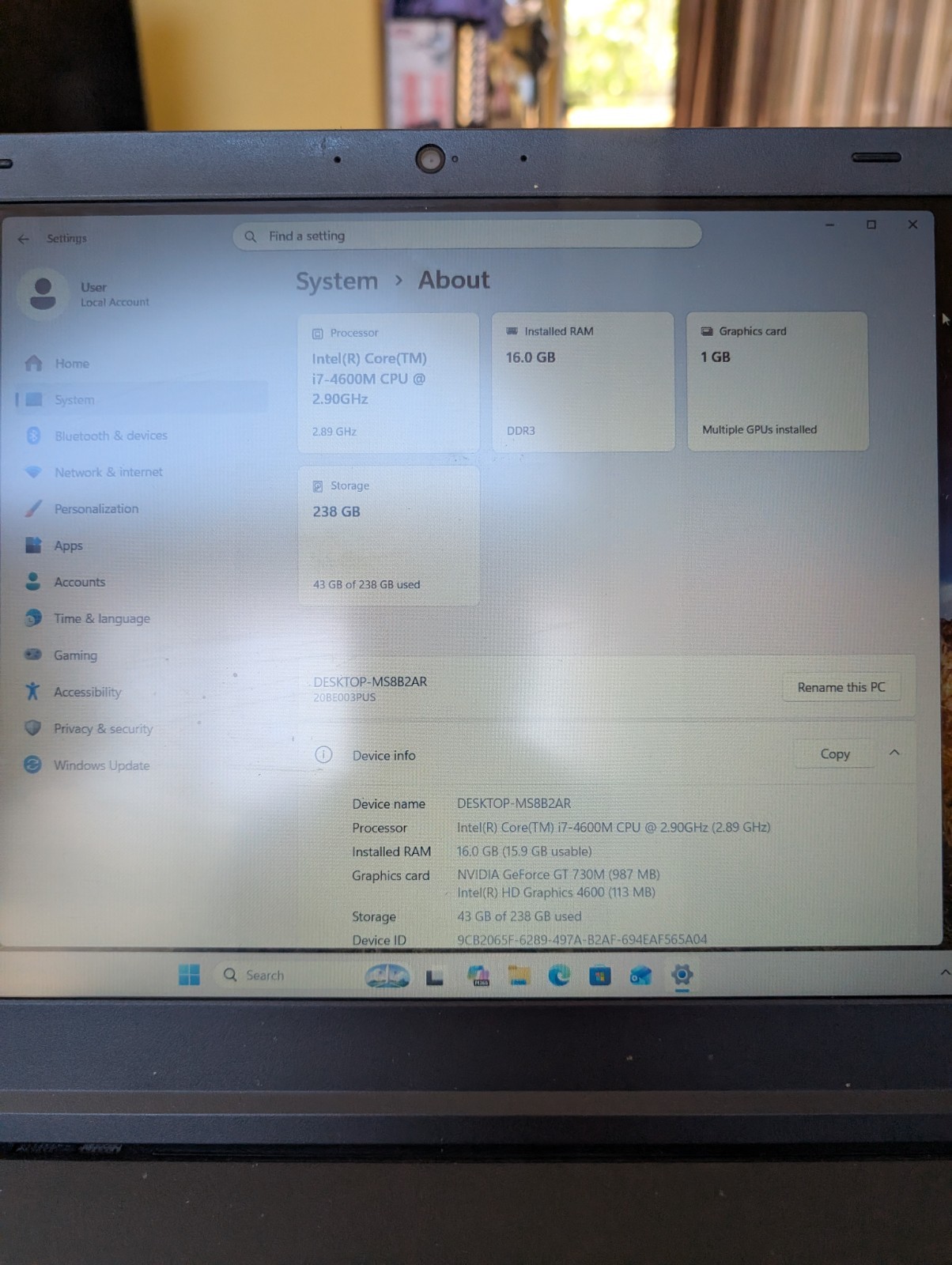 Lenovo Thinkpad T540p Intel i7 4600M 2.9GHz 16GB RAM 256 GB SSD Win11 Pro