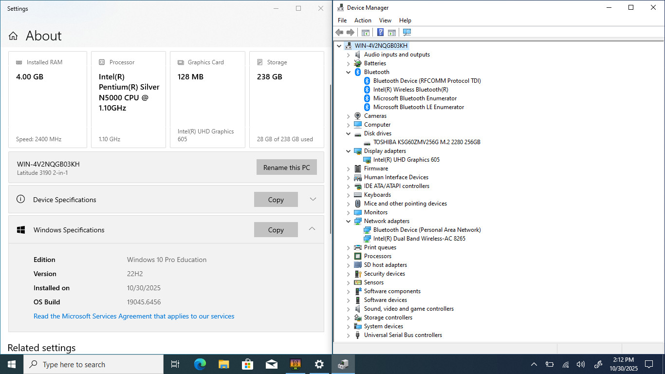 Dell Latitude 3190 2-in-1 11″ HD Touch PENTIUM SILVER N5000 256GB 4GB W10P