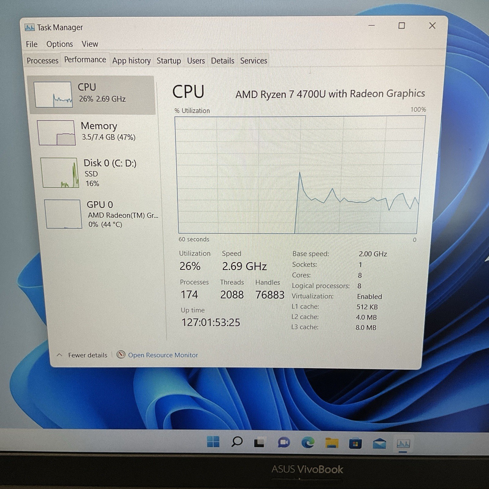 ASUS Vivobook M513IA-DB74 15.6″ AMD Ryzen 7 4700U @2.00GHz 8GB RAM DDR4 1TB SSD