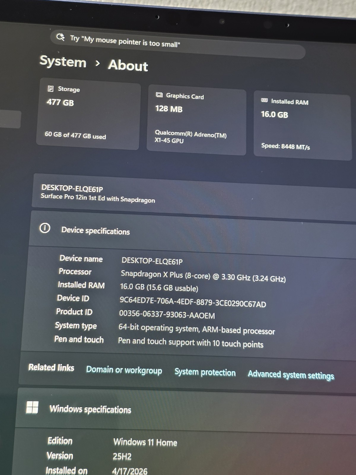 Microsoft Surface Pro 12” 2025 Snapdragon X Plus 16GB RAM 512GB SSD Violet Touch