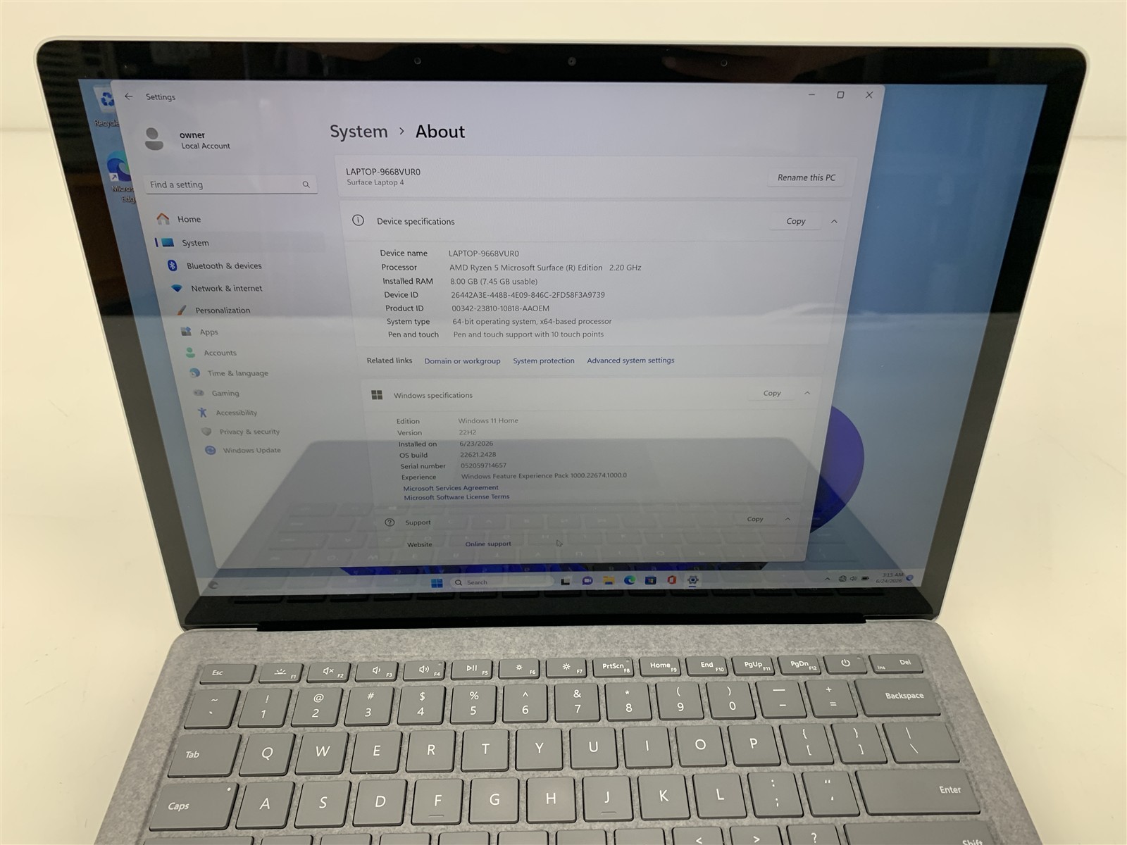 Microsoft Surface 4 AMD Ryzen 5 2.20GHz 8GB RAM 126GB NVMe Win 11 Home