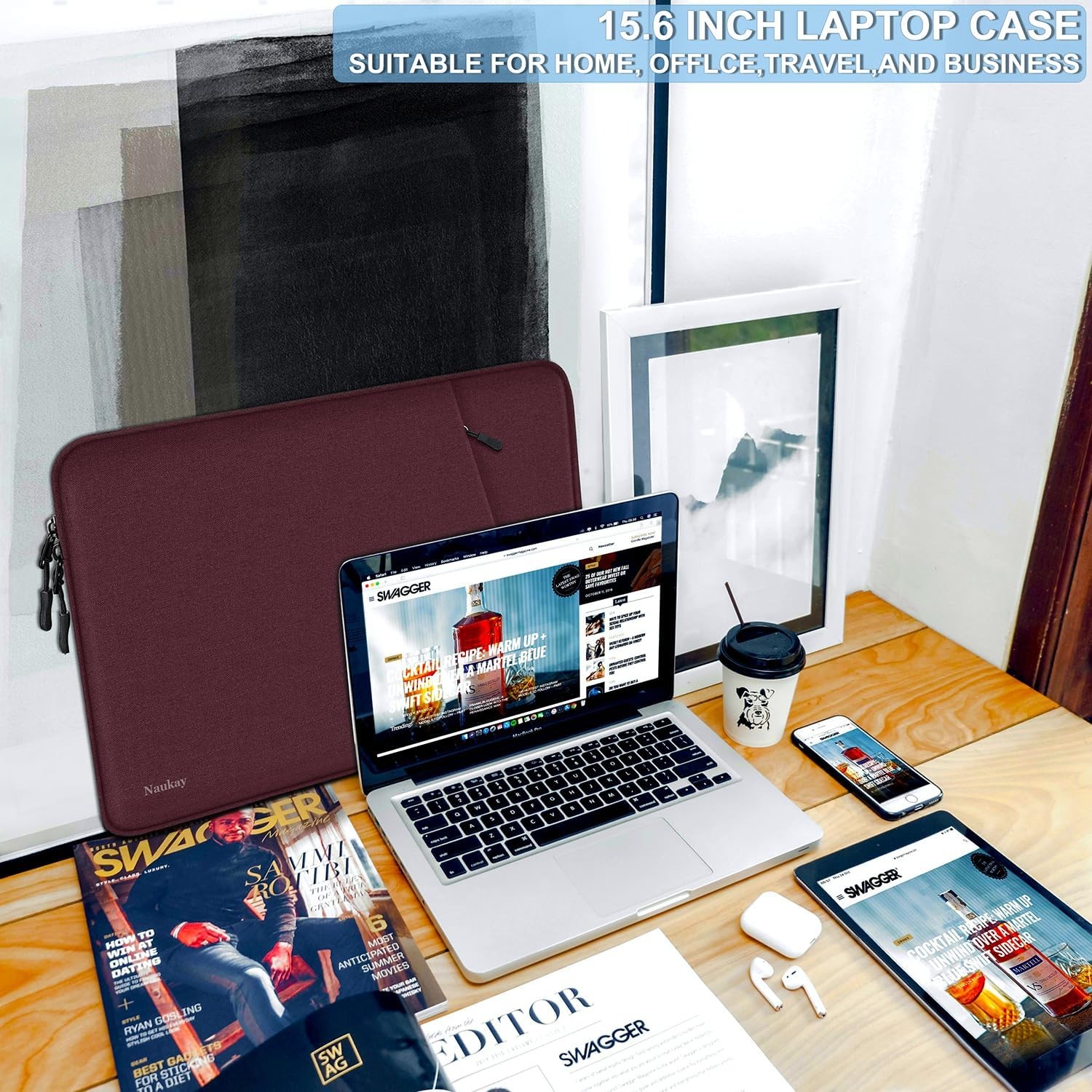 15.6 inch Laptop Sleeve, Shockproof Protective Computer Sleeve Cover for MacBook