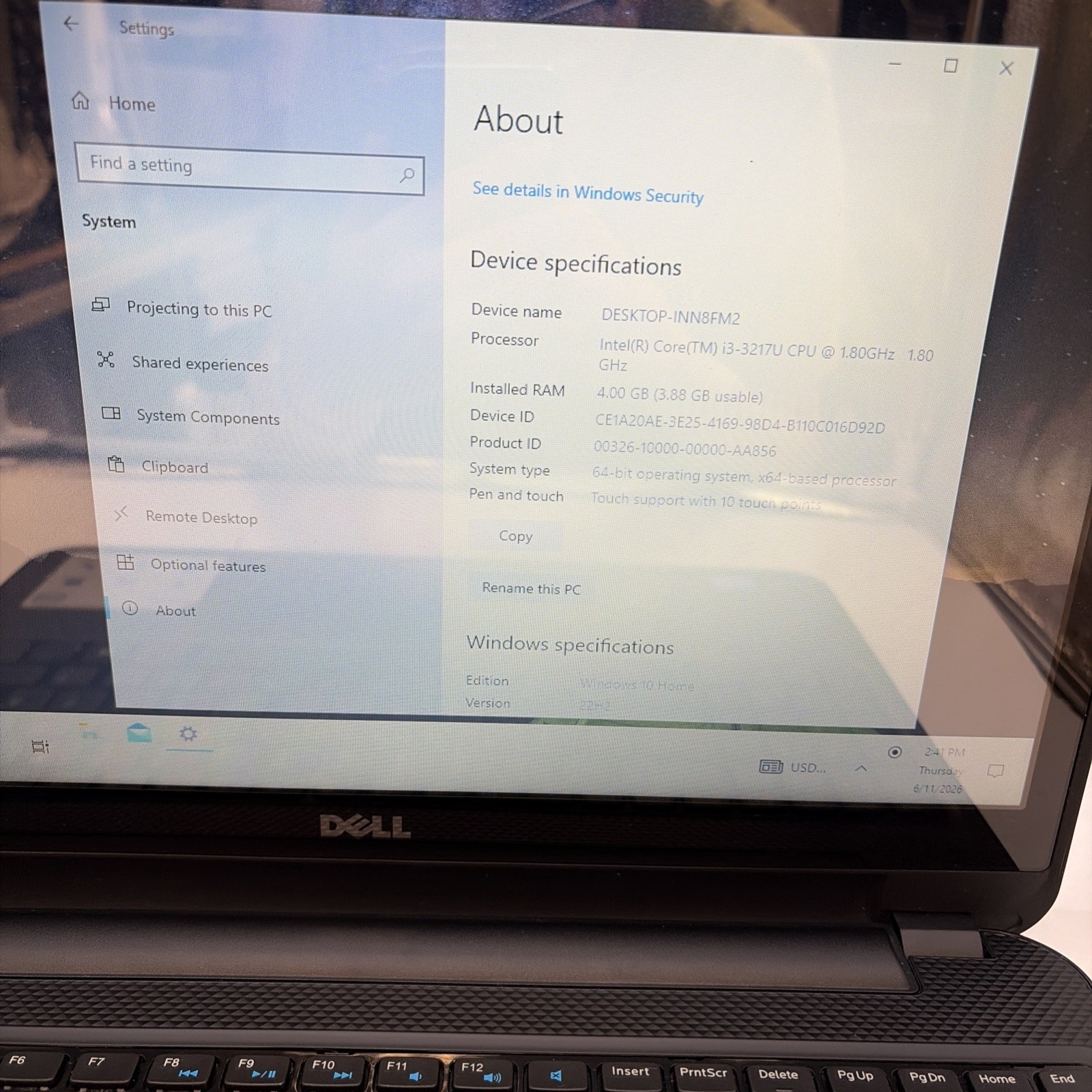Dell Inspiron 15-3521 15.6” Intel Core i3-3217u CPU @ 1.80GHz L99