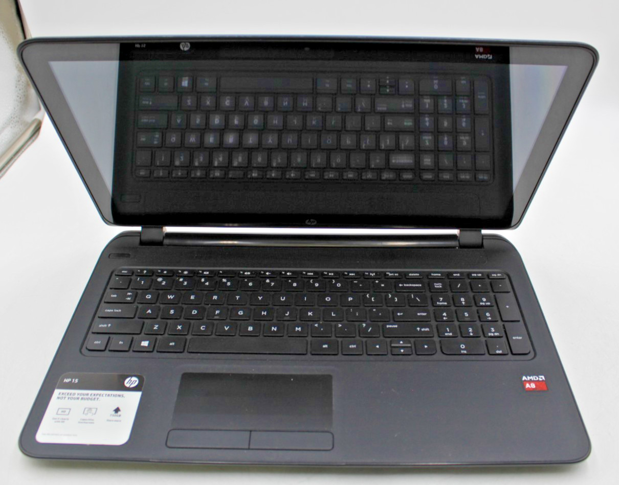 HP 15 Notebook 15.6in 750 GB HD 8 GB RAM AMD A8-6410 30 day warranty No OS