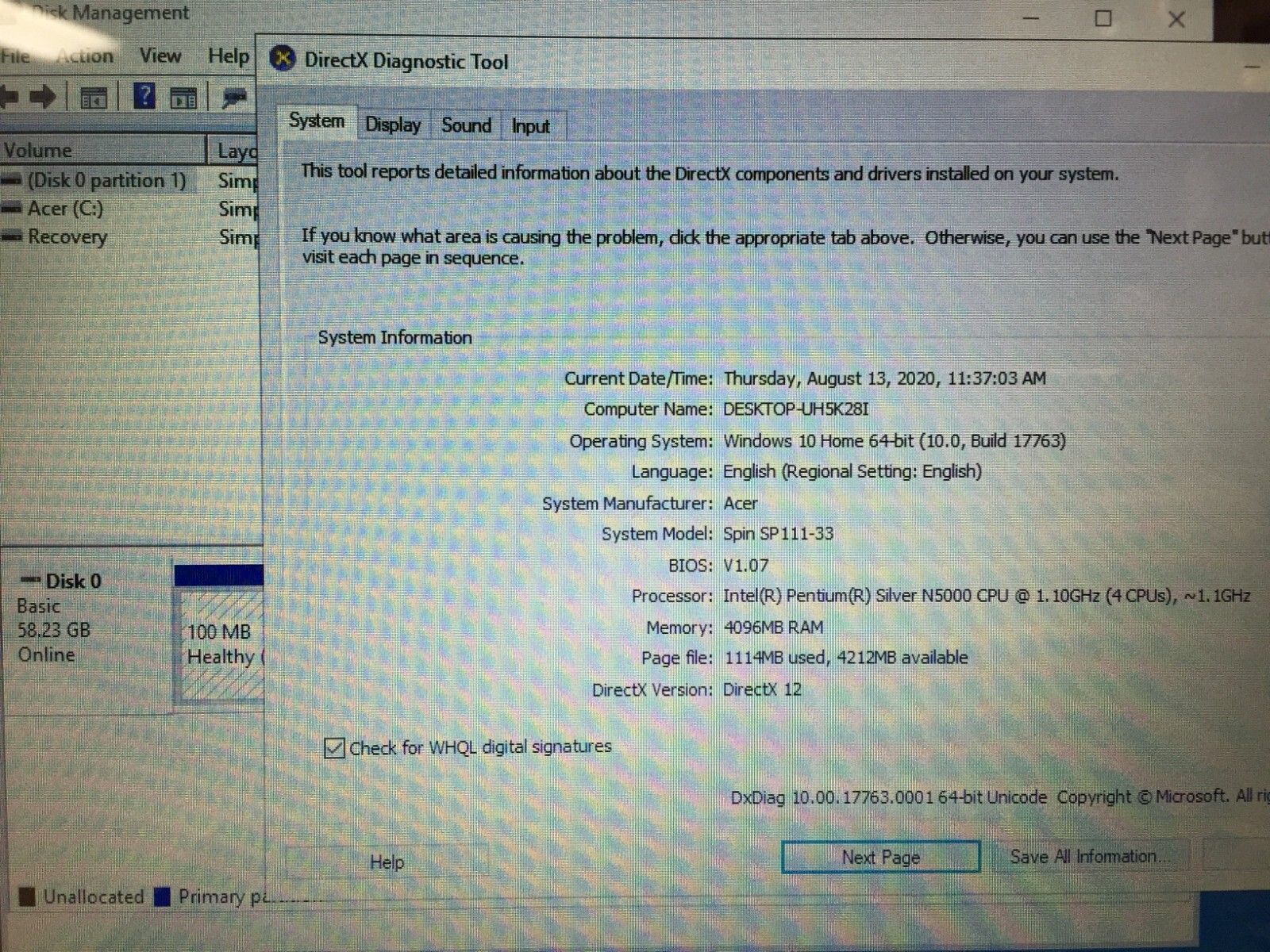 Acer Spin 1 SP111-33-P88S 11.6″ Touch Notebook/Intel N5000/4GB RAM/64GB eMMC/W10