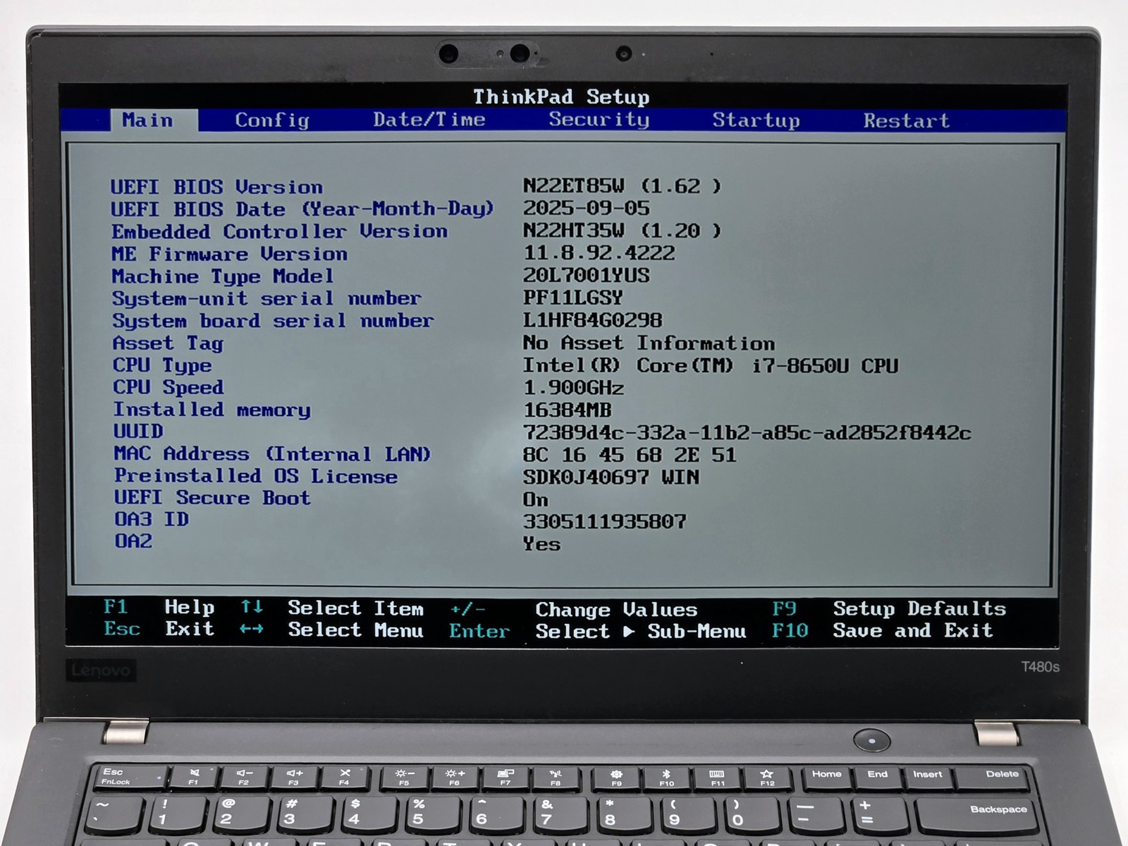 Lenovo ThinkPad T480s 14″ QHD i7-8650U 16GB 512GB SSD Win11 Pro