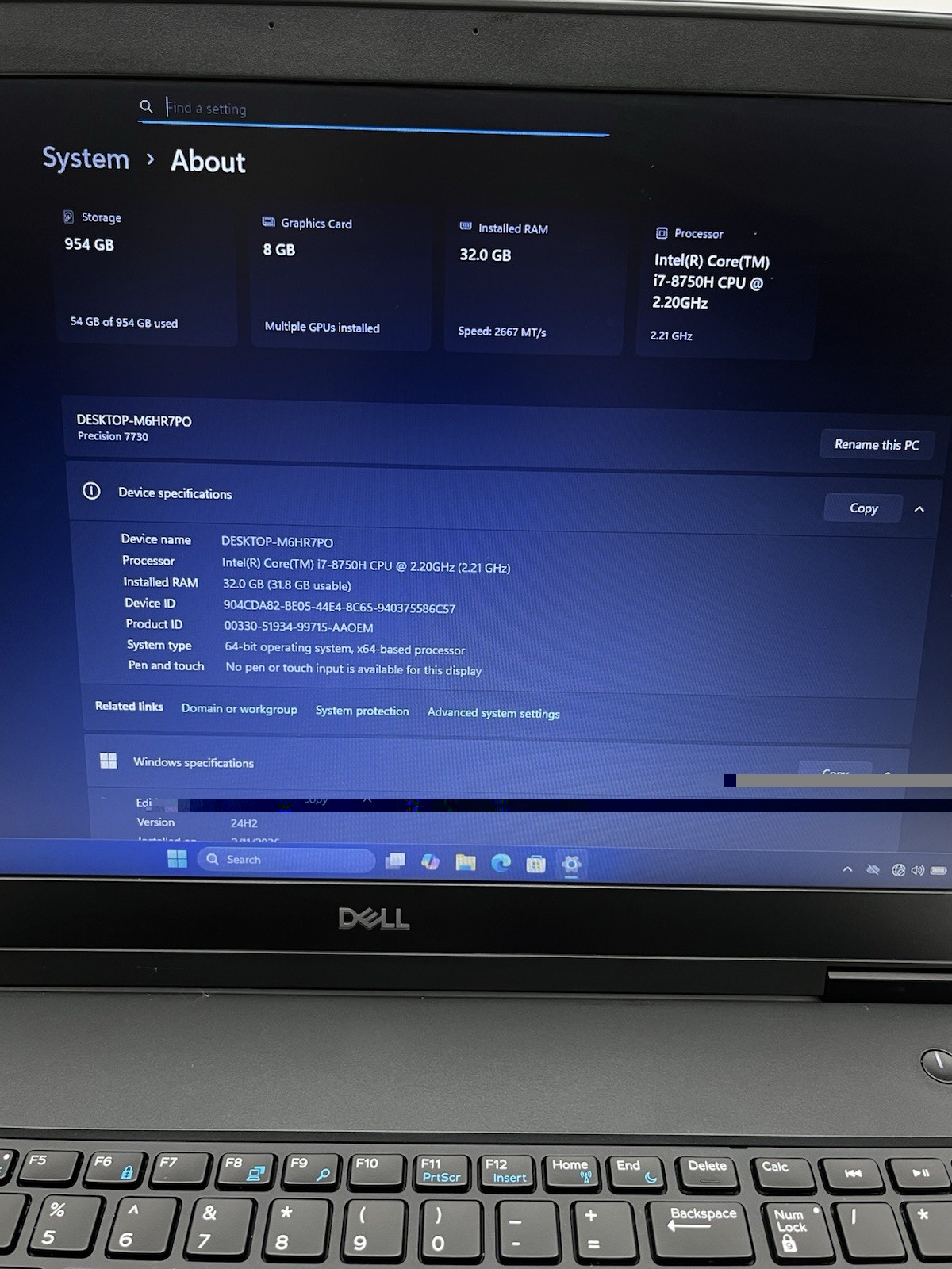 Dell Precision 7730 17.3″ Laptop i7-8750H 2.20GHz 32GB RAM 1TB SSD 8GB GPU