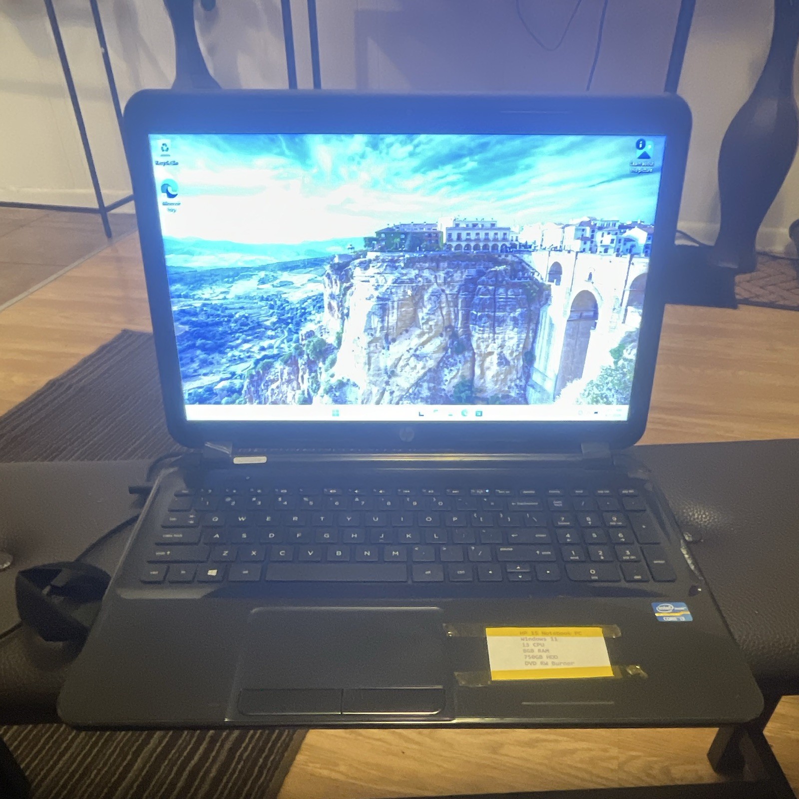 HP 15 Notebook PC 15″ i3 2.60GHz 8GB 750GB HDD Win11 Home Black