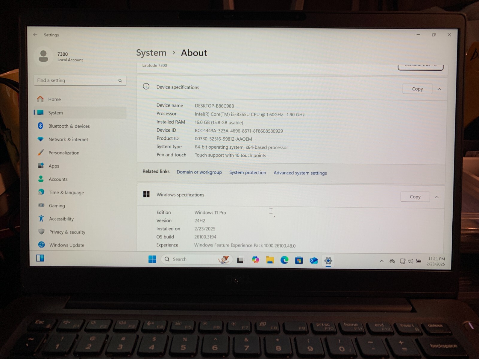 Dell Latitude 7300-Touch IR-Cam i5-8365u,16GB-256GB NVMe Windows 11 Pro #6XHC3X2