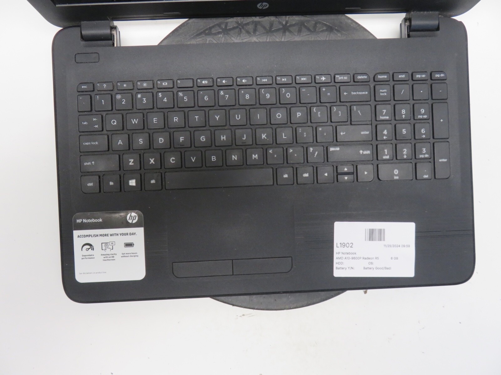 HP 15-BA079DX Laptop AMD A10-9600P Radeon R5 2400MHz 6 GB NO HDD No Batt